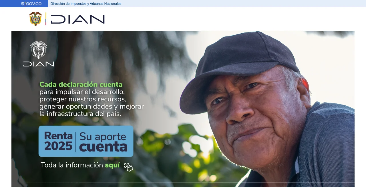 Portal oficial de la DIAN, la Dirección de Impuestos y Aduanas Nacionales de Colombia