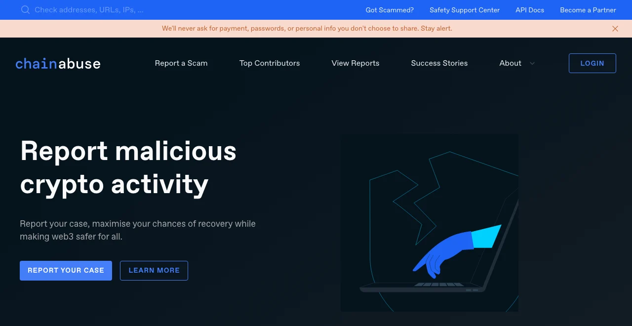 Chainabuse, una base de datos pública donde se reportan direcciones y actividades cripto maliciosas